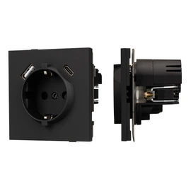 Фото #1 товара Механизм розетки с USB зарядкой SCT-TENDO-MUAC-SFPL-BK (230V, 16A) (Arlight, -)