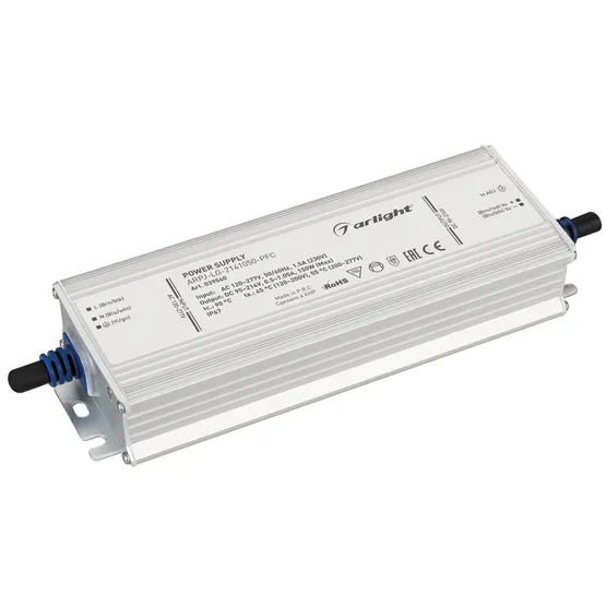 Фото товара Блок питания ARPJ-LG-2141050-PFC (150W, 95-214V, 0.5-1.05A) (Arlight, IP67 Металл, 5 лет)