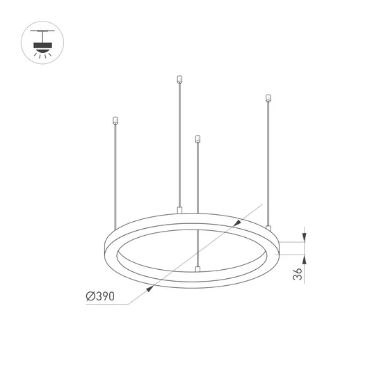 Фото #2 товара Светильник SP-LINE-HANG-ARC-O3535-D350-35W Warm3000 (BLACK, 230V) (Arlight, Металл)