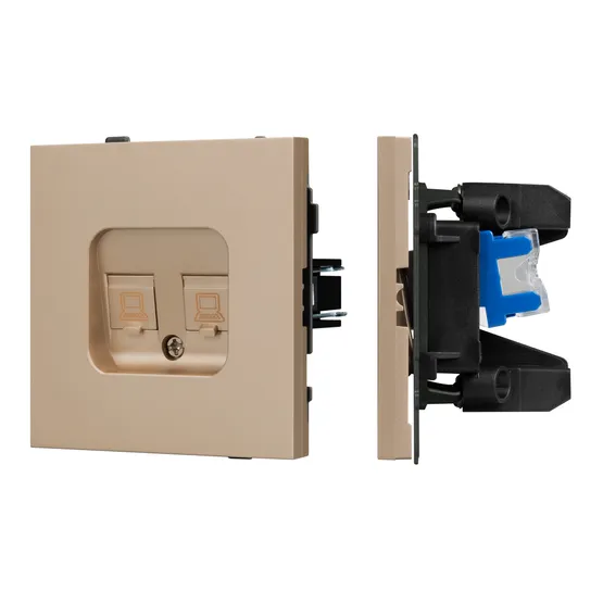 Фото #1 товара Механизм компьютерной розетки двойной SCT-TENDO-MPC2-PL-GD (RJ-45, CAT6) (Arlight, -)