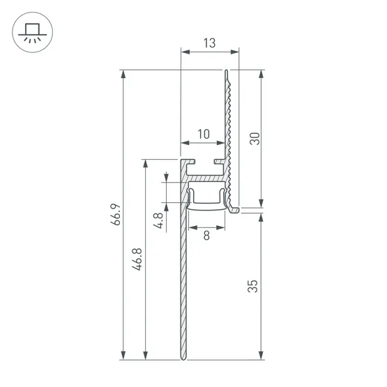 Фото #3 товара Профиль PLINTUS-FANTOM-BENT-H35-SIDE-2000 WHITE (Arlight, Алюминий)