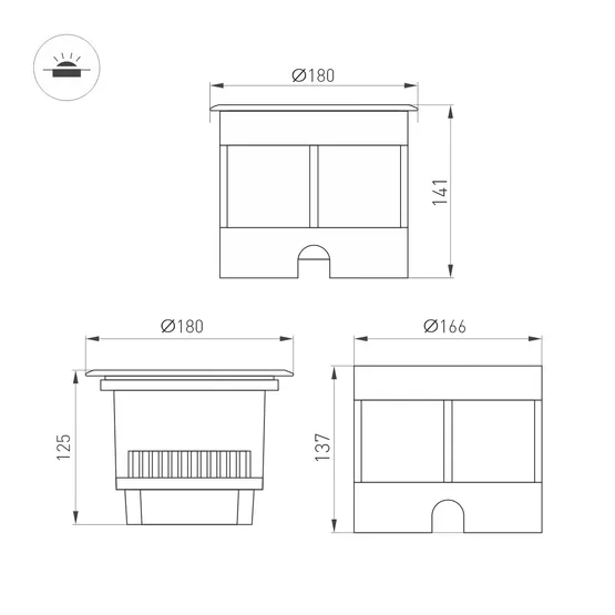 Фото #3 товара Светильник LTD-DAFNA-GROUND-R180-25W Day4000 (SL, 10 deg, 230V) (Arlight, IP67 Металл, 5 лет)