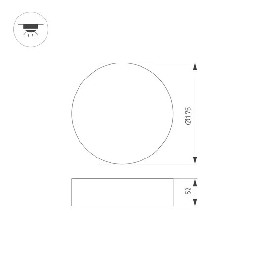 Фото #5 товара Светильник IM-RONDO-EMERGENCY-3H-R175-19W Warm3000 (BK, 120 deg, 230V) (Arlight, IP40 Металл, 2 года)