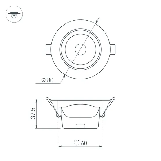 Фото #6 товара Светильник LTD-POLAR-TURN-R80-5W Warm3000 (WH, 36 deg, 230V) (Arlight, IP20 Пластик, 3 года)