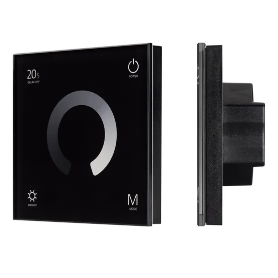 Фото #1 товара Панель SMART-P4-DIM-G-IN Black (12-24V, 4x3A, Sens, 2.4G) (Arlight, IP20 Пластик, 5 лет)