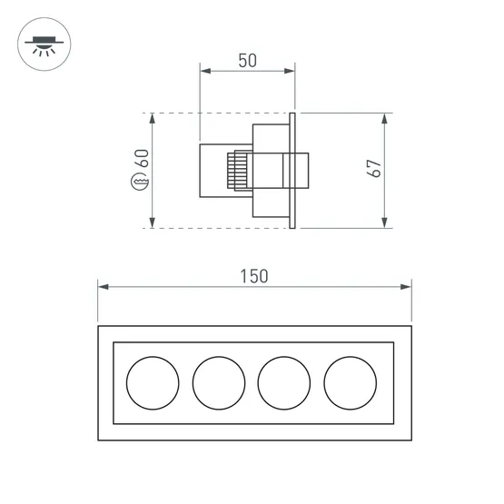 Фото #6 товара Светильник MS-ORIENT-BUILT-TURN-TC-S67x150-10W Warm3000 (WH-BK, 30 deg, 230V) (Arlight, IP20 Металл, 5 лет)