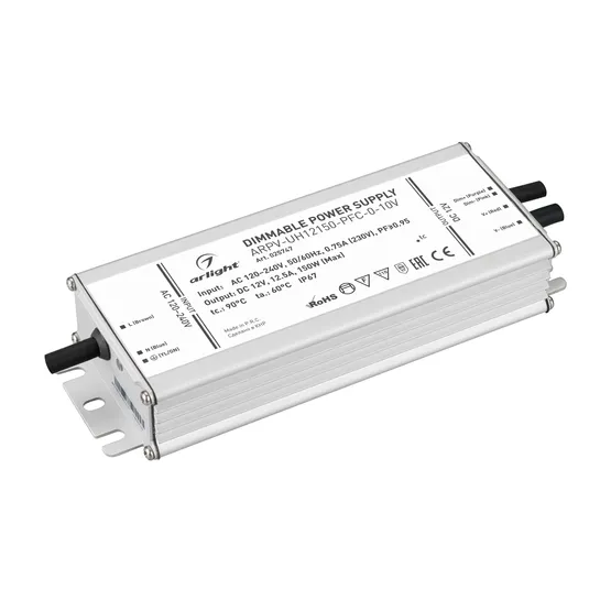 Фото товара Блок питания ARPV-UH12150-PFC-0-10V (12V, 12.5A, 150W) (Arlight, IP67 Металл, 7 лет)