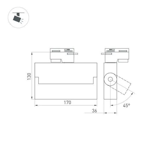 Фото #5 товара Светильник LGD-LOFT-TRACK-2TR-S170-10W Warm3000 (WH, 24 deg, 230V) (Arlight, IP20 Металл, 3 года)