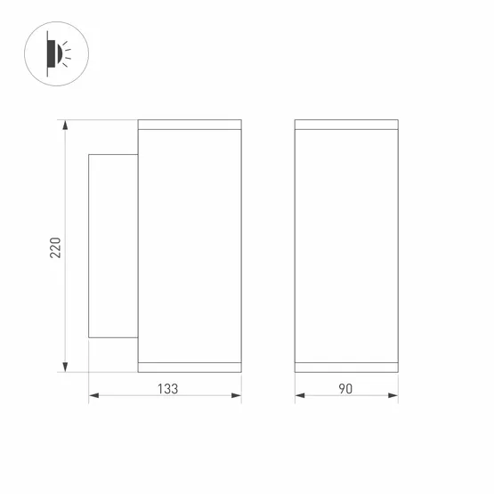 Фото #5 товара Светильник LGD-FORMA-WALL-TWIN-R90-2x12W Day4000 (GR, 44 deg, 230V) (Arlight, IP54 Металл, 3 года)