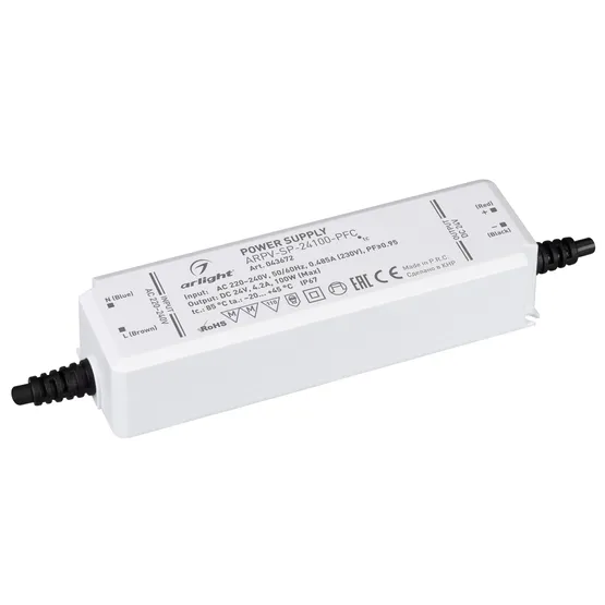 Фото #1 товара Блок питания ARPV-SP-24100-PFC (24V, 4.2A, 100W) (Arlight, IP67 Пластик, 5 лет)