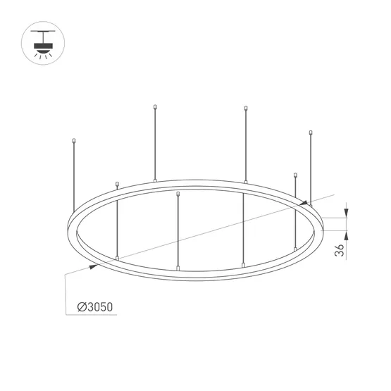 Фото #2 товара Светильник SP-LINE-HANG-ARC-O3535-D3000-250W Day4000 (BLACK, 230V) (Arlight, Металл)