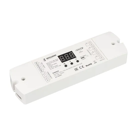 Фото товара INTELLIGENT ARLIGHT Диммер SMART-DALI-104-62-ADDR-DIM-DT6-SUF (12-48V, 4x5A) (IARL, IP20 Пластик, 5 лет)