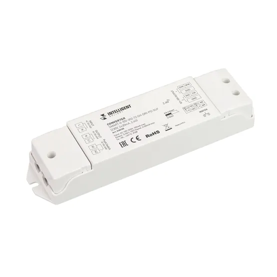 Фото товара INTELLIGENT ARLIGHT Конвертер SMART-0-10V-302-72-SH-DRI-PD-SUF (230V, 2x20mA, 2.4G) (IARL, IP20 Пластик, 5 лет)