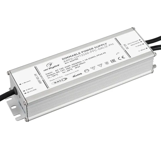 Фото товара Блок питания ARPV-UH12240-PFC-DALI2-PH (12V, 20A, 240W) (Arlight, IP67 Металл, 7 лет)