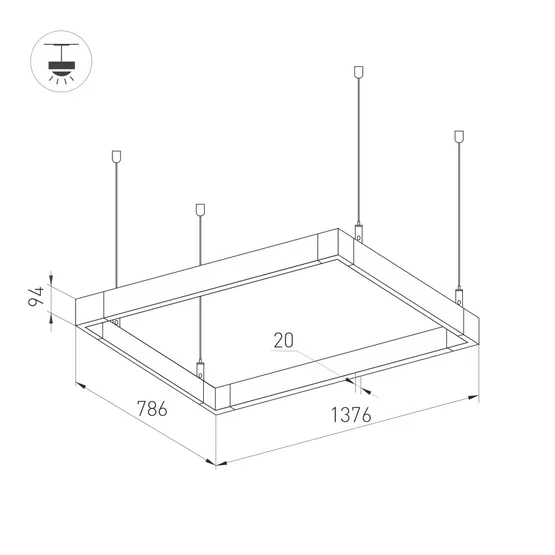 Фото #2 товара Светильник ALT-LINEAIR-RECTANGLE-FLAT-UPDOWN-DIM-1375x785-140W Warm3000 (BK, 100 deg, 230V) (Arlight, IP20 Металл, 3 года)