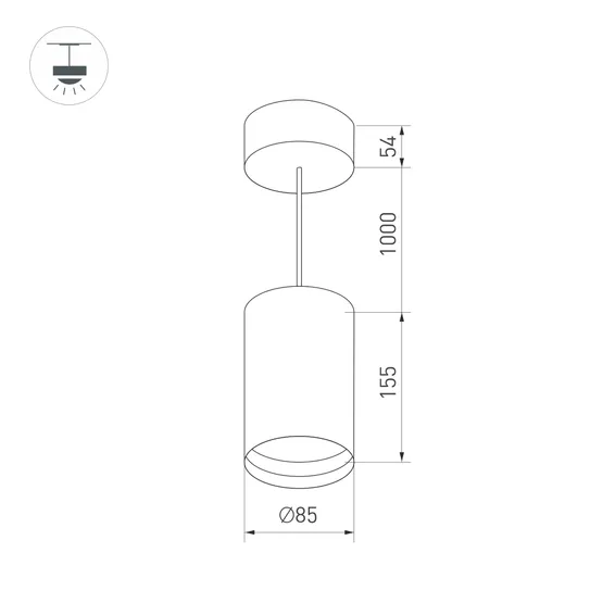 Фото #12 товара Светильник подвесной SP-POLO-R85-2-15W Warm White 40deg (Black, Black Ring) (Arlight, IP20 Металл, 3 года)