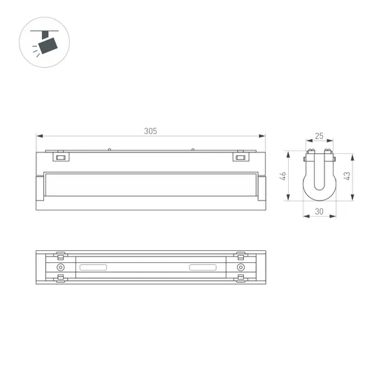 Фото #3 товара Светильник MAG-VIBE-FLAT-TURN-L305-12W Day4000 (BK, 110 deg, 48V) (Arlight, IP20 Металл, 5 лет)