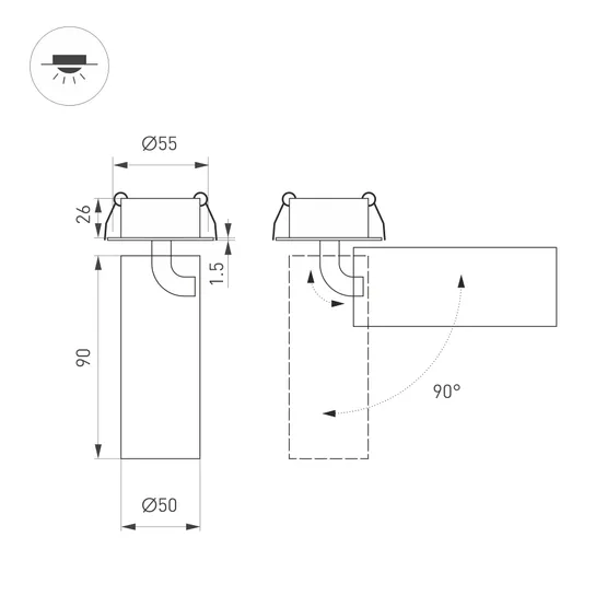 Фото #2 товара Светильник SP-GABI-BUILT-FLAP-R50-9W Warm3000 (WH, 60 deg, 230V) (Arlight, IP40 Металл, 5 лет)