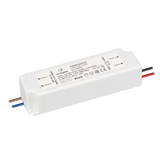 Фото #1 товара Блок питания ARPV-SP-24030 (24V, 1.25A, 30W) (Arlight, IP67 Пластик, 5 лет)