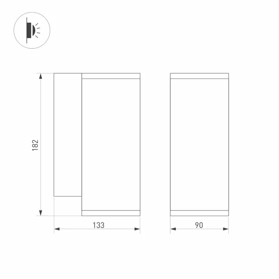 Фото #3 товара Светильник LGD-FORMA-WALL-R90-12W Warm3000 (BK, 44 deg, 230V) (Arlight, IP54 Металл, 3 года)