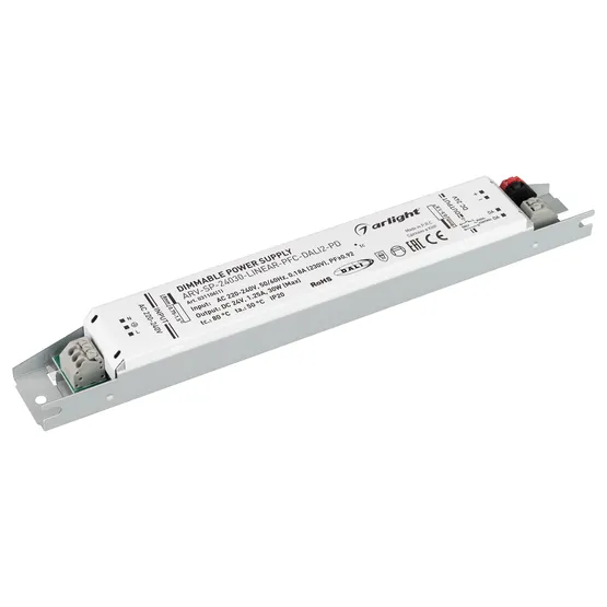 Фото #1 товара Блок питания ARV-SP-24030-LINEAR-PFC-DALI2-PD (24V, 1.25A, 30W) (Arlight, IP20 Металл, 5 лет)