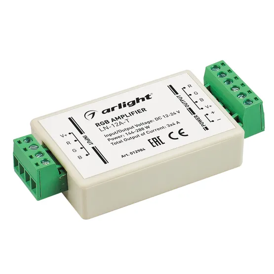 Фото товара RGB-усилитель LN-12A-T (12/24V, 144/288W) (Arlight, IP20 Пластик, 1 год)