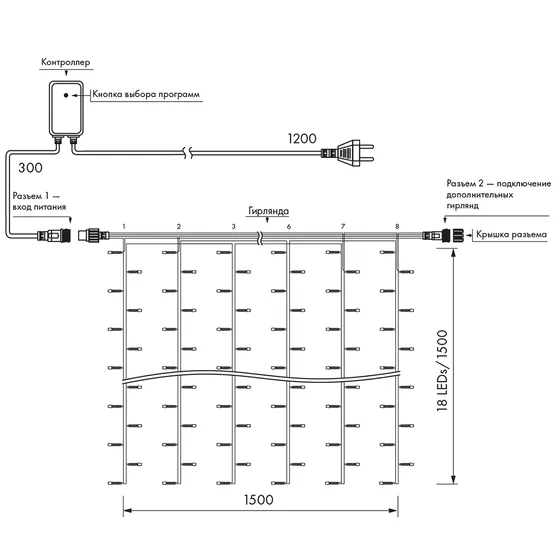 Фото #6 товара Светодиодная гирлянда ARD-CURTAIN-HOME-1500x1500-CLEAR-144LED Warm (230V, 6W) (Ardecoled, IP20)