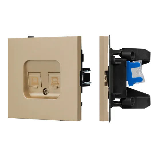 Фото #1 товара Механизм компьютерной розетки двойной SCT-TENDO-MPC2-SFPL-GD (RJ-45, CAT6) (Arlight, -)