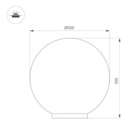 Фото #5 товара Светильник KT-GLOBE-R500-15W Warm3000 (DG, 275 deg, 24V) (Arlight, IP65 Металл, 3 года)