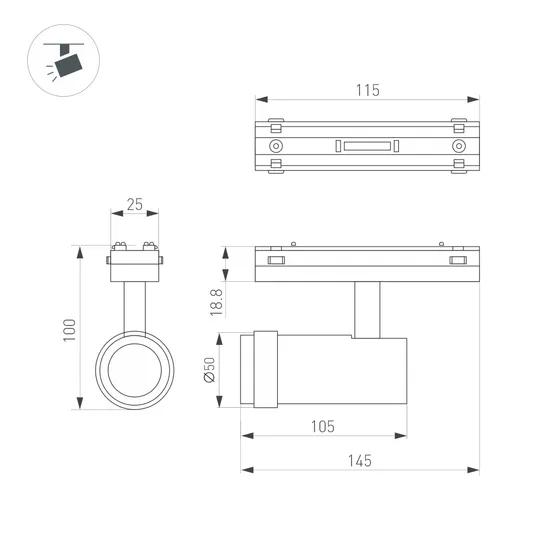 Фото #4 товара Светильник MAG-VIBE-SPOT-ZOOM-R47-10W Warm3000 (WH, 20-55 deg, 48V) (Arlight, IP20 Металл, 5 лет)