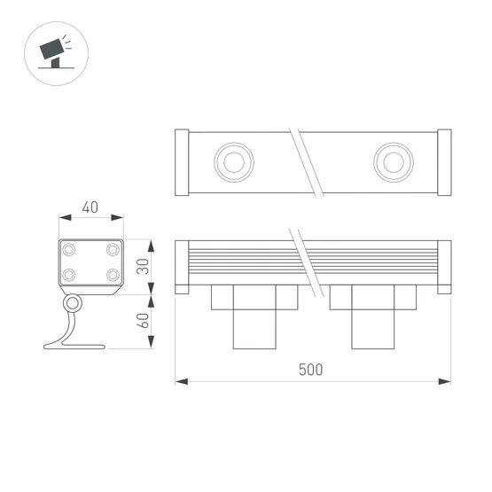 Фото #4 товара Светодиодный прожектор AR-LINE-500M-12W-220V Day (Grey, 30 deg) (Arlight, IP65 Металл, 3 года)