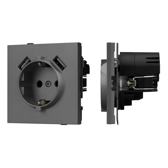 Фото #1 товара Механизм розетки с USB зарядкой SCT-TENDO-MUAA-SFPL-GR (230V, 16A) (Arlight, -)