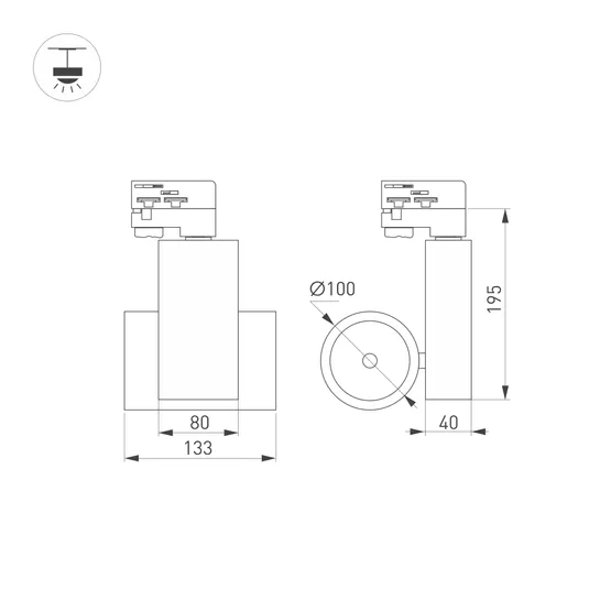 Фото #2 товара Светильник LGD-ARES-4TR-R100-40W Warm3000 (BK, 24 deg, 230V, DALI) (Arlight, IP20 Металл, 3 года)