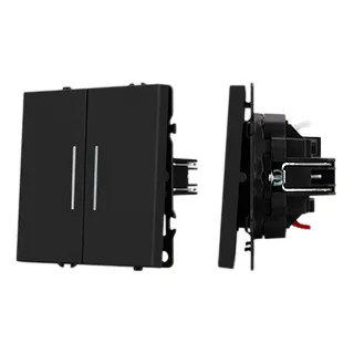 Фото товара Механизм звонкового выключателя двухклавишный LED SWT-NOBE-MKR2-SFPL-L-BK (230V, 10A) (Arlight, Черный оникс)