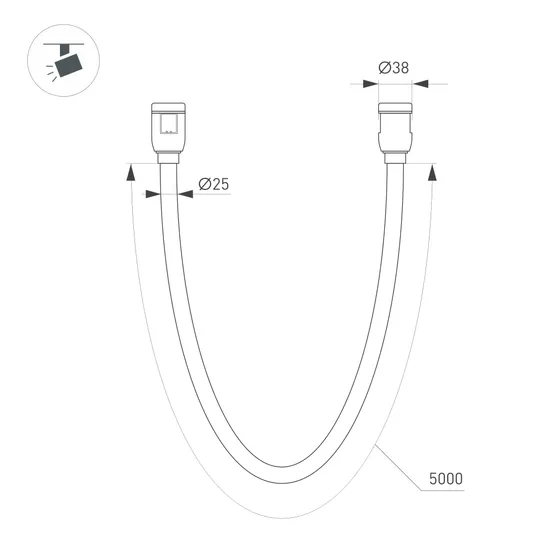 Фото #5 товара Светильник ART-APRIORI-TUBE-ELASTIC-R38-L5000-60W Day4000 (TN, 360 deg, 48V) (Arlight, IP20 Металл,  (Arlight, IP20 Металл, 3 года)