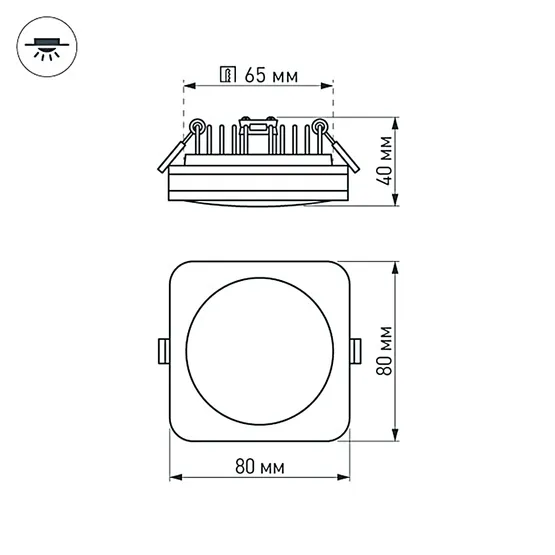 Фото #6 товара Светодиодная панель LTD-80x80SOL-BK-5W Warm White (Arlight, IP44 Пластик, 3 года)