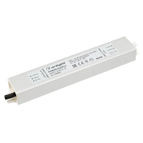 Фото товара Блок питания ARPV-05025-B (5V, 5.0A, 25W) (Arlight, IP67 Металл, 3 года)