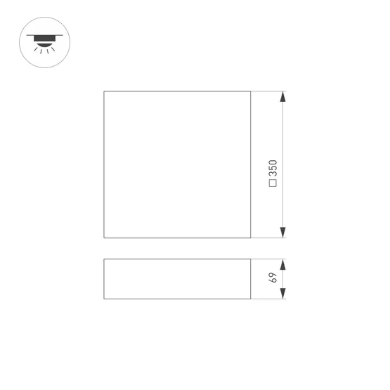 Фото #6 товара Светильник IM-QUADRO-EMERGENCY-3H-S350x350-33W Warm3000 (WH, 120 deg, 230V) (Arlight, IP40 Металл, 2 года)