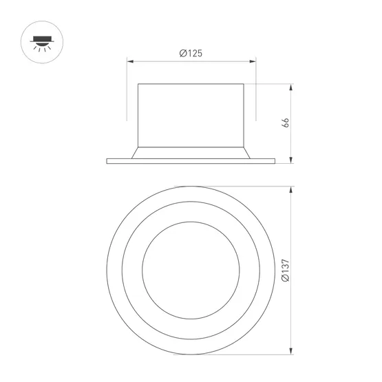 Фото #3 товара Светильник MS-DROP-BUILT-R137-24W Warm3000 (BK, 90 deg, 230V) (Arlight, IP54 Металл, 5 лет)