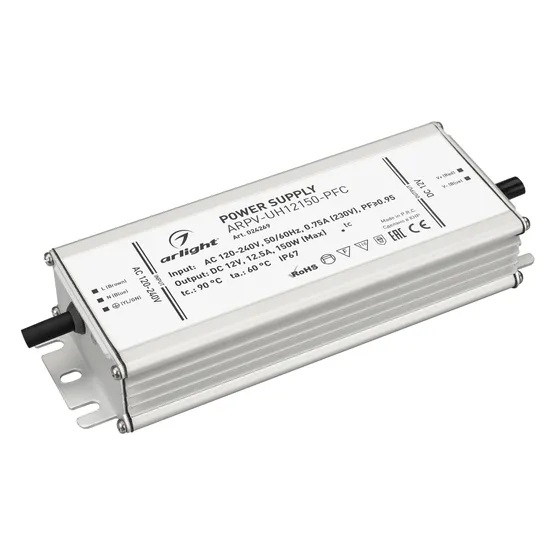 Фото #1 товара Блок питания ARPV-UH12150-PFC (12V, 12.5A, 150W) (Arlight, IP67 Металл, 7 лет)