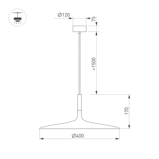 Фото #4 товара Светильник SP-FIORE-R400-13W Warm3000 (BK, 120 deg, 230V) (Arlight, IP20 Металл, 3 года)