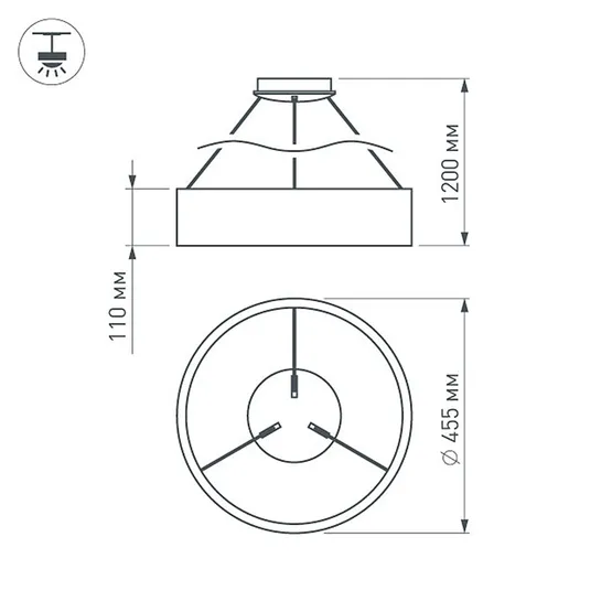 Фото #5 товара Светильник SP-TOR-RING-HANG-R460-33W Warm3000 (BK, 120 deg) (Arlight, IP20 Металл, 3 года)