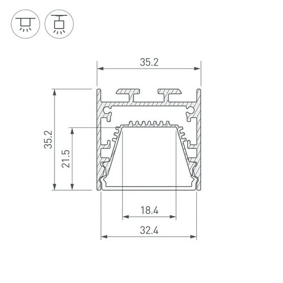 Фото #3 товара Профиль LINE-3535-TRAY-3000 BLACK (Arlight, Алюминий)