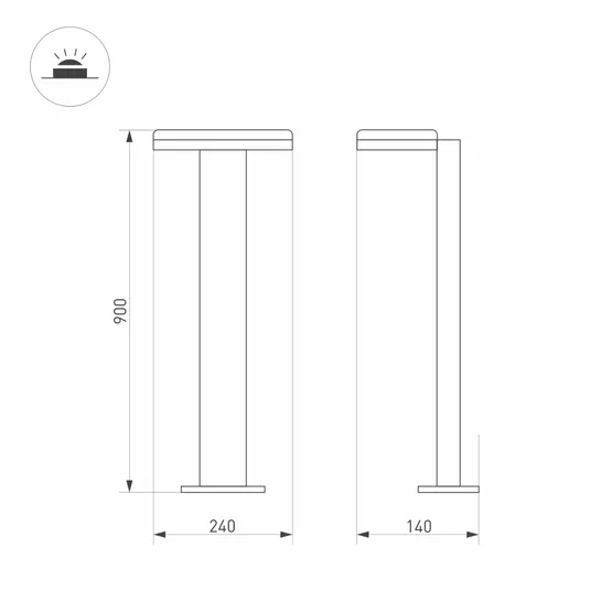 Фото #3 товара Светильник LGD-TENT-BOLL-H900-9W Warm3000 (GR, 110 deg, 230V) (Arlight, IP65 Металл, 3 года)