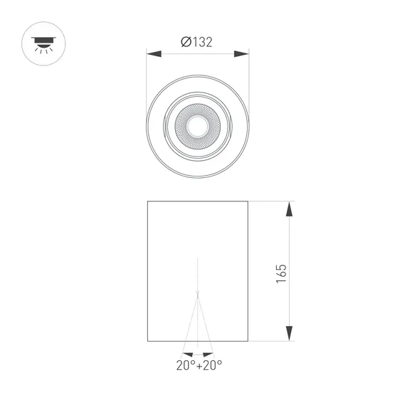 Фото #2 товара Светильник SP-FOCUS-R132-24W Warm3000 (BK, 15 deg, 230V) (Arlight, IP54 Металл, 5 лет)