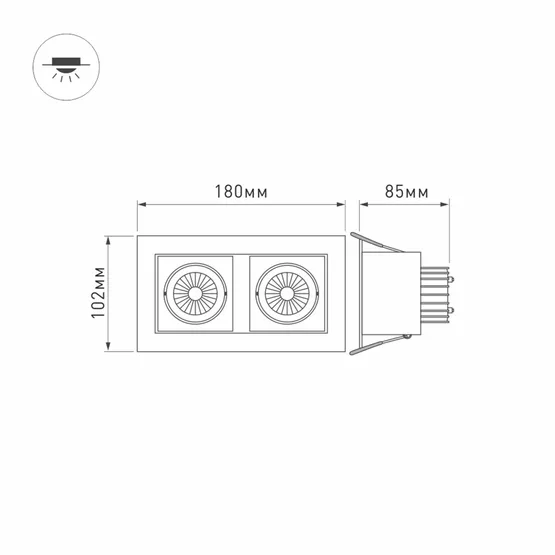 Фото #7 товара Светильник CL-KARDAN-S180x102-2x9W Warm (WH-BK, 38 deg) (Arlight, IP20 Металл, 3 года)