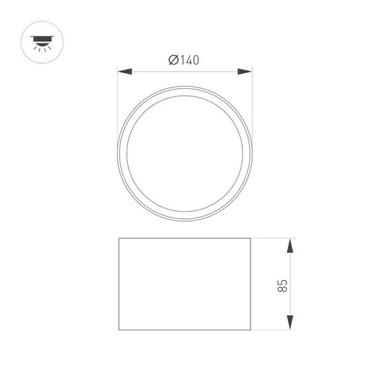 Фото #2 товара Светильник SP-BISCOTTO-R140-15W Warm3300-MIX (WH-GD, 80 deg, 230V) (Arlight, IP54 Металл, 5 лет)