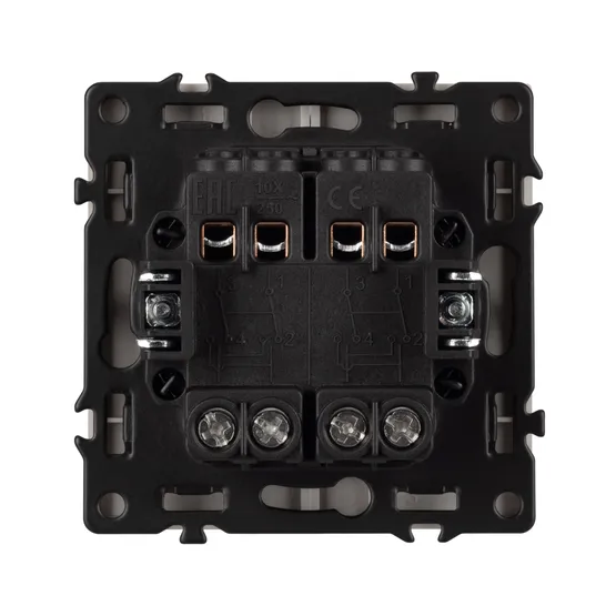 Фото #4 товара Механизм выключателя двухклавишный перекрёстный SWT-NOBE-MKX2-SFPL-IS (230V, 10A) (Arlight, Никель)