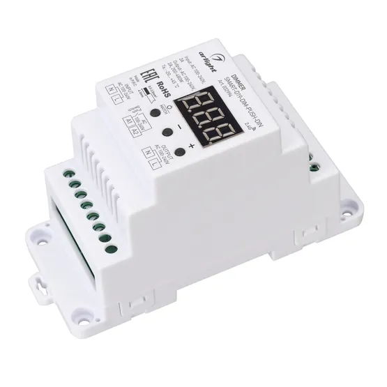 Фото товара Диммер SMART-D19-DIM-PUSH-DIN (230V, 2A, TRIAC, 2.4G) (Arlight, IP20 Пластик, 5 лет)