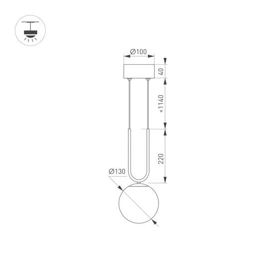 Фото #4 товара Светильник SP-BEADS-HANG-U-R130-10W Day4000 (BK-GD, 275 deg, 230V) (Arlight, IP20 Металл, 5 лет)